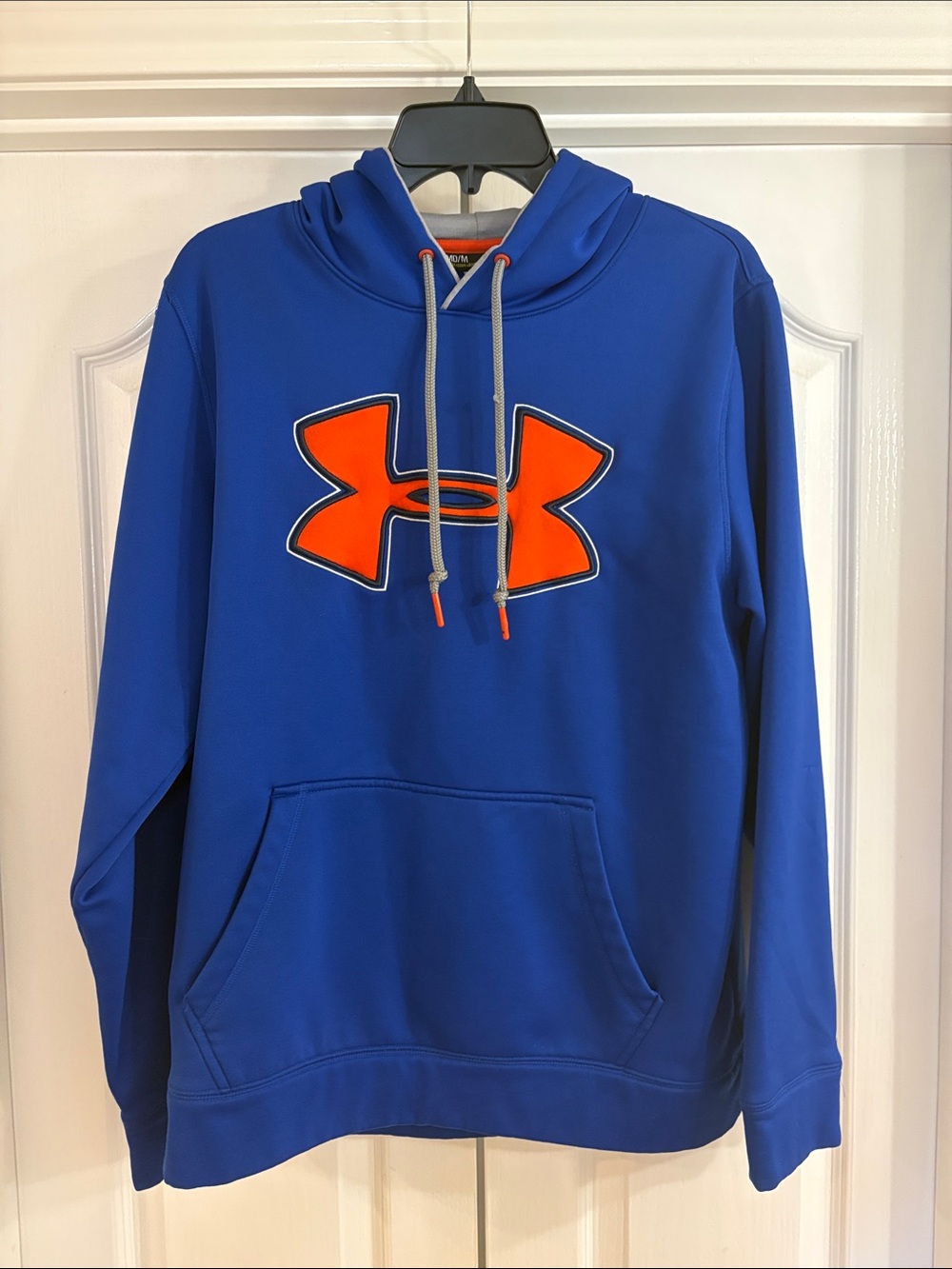 Under Armour Men's Bright Blue Crewneck Hoodie with Orange Logo